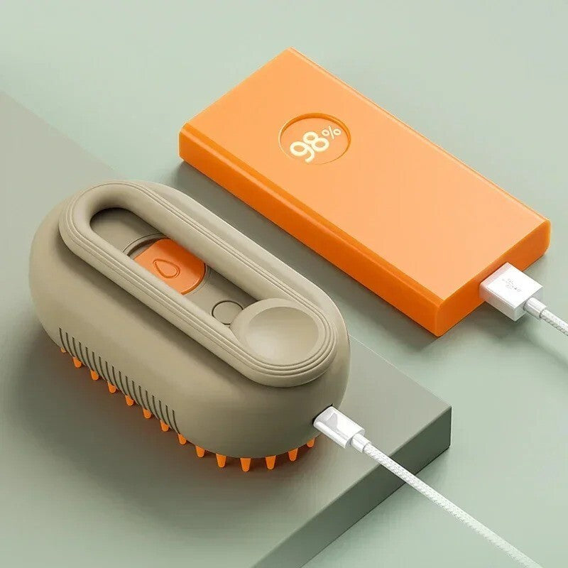 UPGRADE Pet Steam Brush Dogs Cat Hair Brush Dog Hair Brush Electric Brush USB