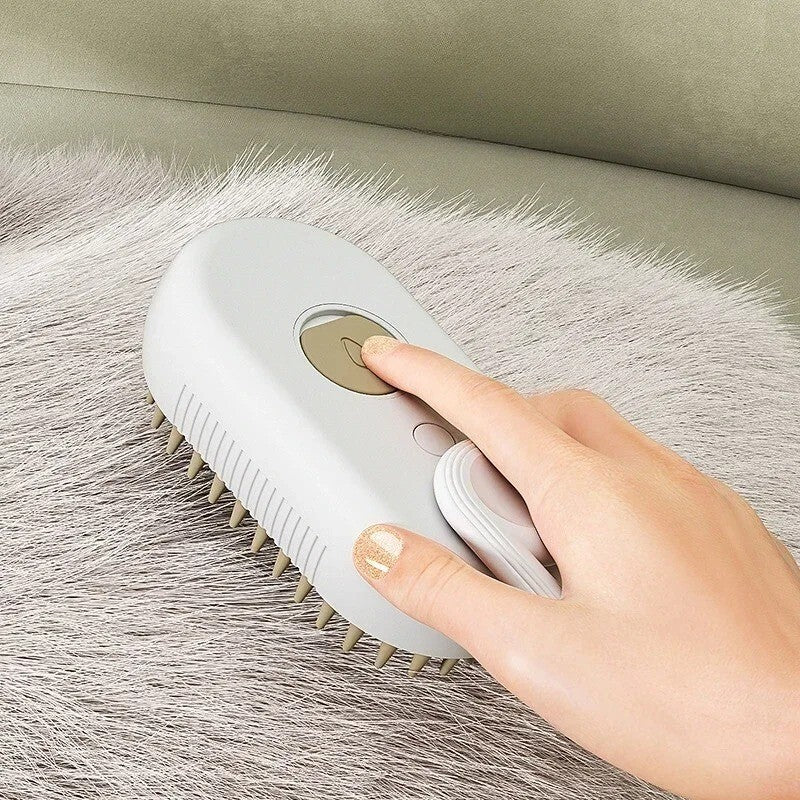 UPGRADE Pet Steam Brush Dogs Cat Hair Brush Dog Hair Brush Electric Brush USB