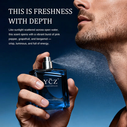 YCZ Midnight Marine Eau De Parfum 50Ml Aromatic Marine | Bergamot Pink Pepper Grapefruit Nutmeg Jasmine Ginger Incense Musk Cedar | Long Lasting Ocean Fresh Fragrance for Men Women | "The Scent of Freedom" Luxury Perfume Gift for Father'S Day